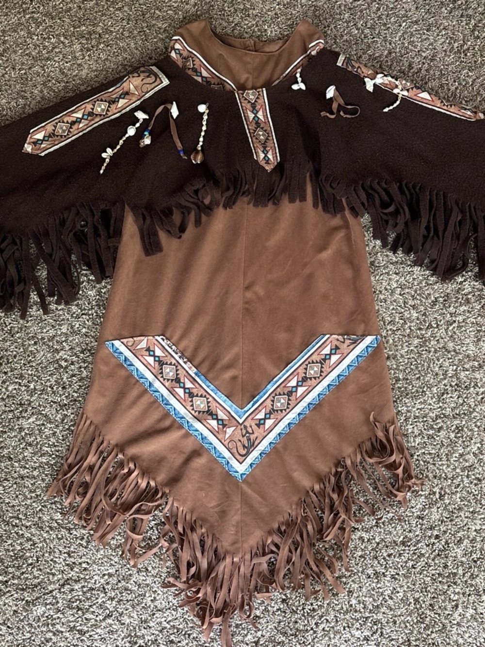 Brown Fringe Tribal-Trim Halloween Dress for Women - Brand Unspecified